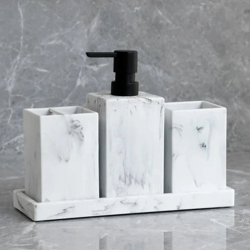 Acessórios de Banheiro com Efeito Mármore