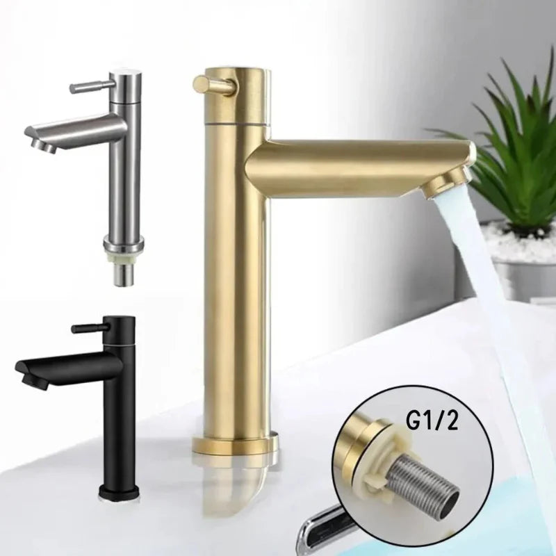 Torneira de Aço Inoxidável para Lavatório de Banheiro